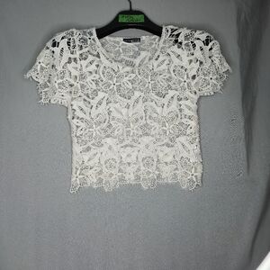 Atmpsphere Off White Lace Crochet Top Size XS